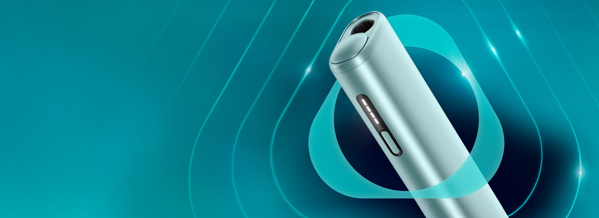 Breeze Blue IQOS ILUMA i ONE device, inside the IQOS logo